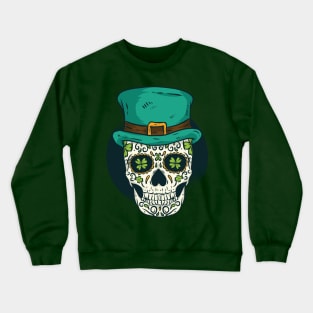 Sugar Skull St Patricks Day Of The Dead Women Shamrock Crewneck Sweatshirt